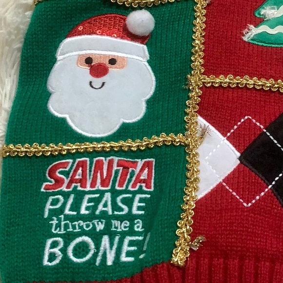 Time for Joy Dog Christmas Sweater 💗 Red Green & Ivory - Picture 8 of 13